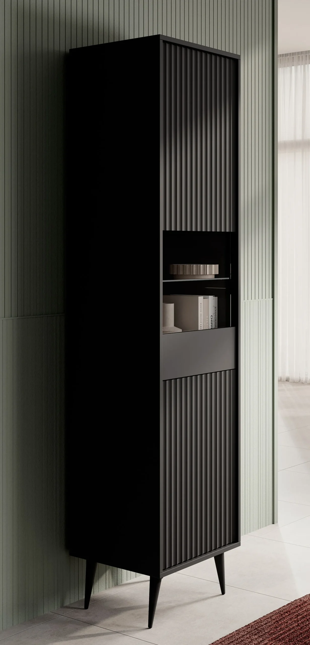 Winq - Vitrinekast - Antraciet - 47x40x193 cm