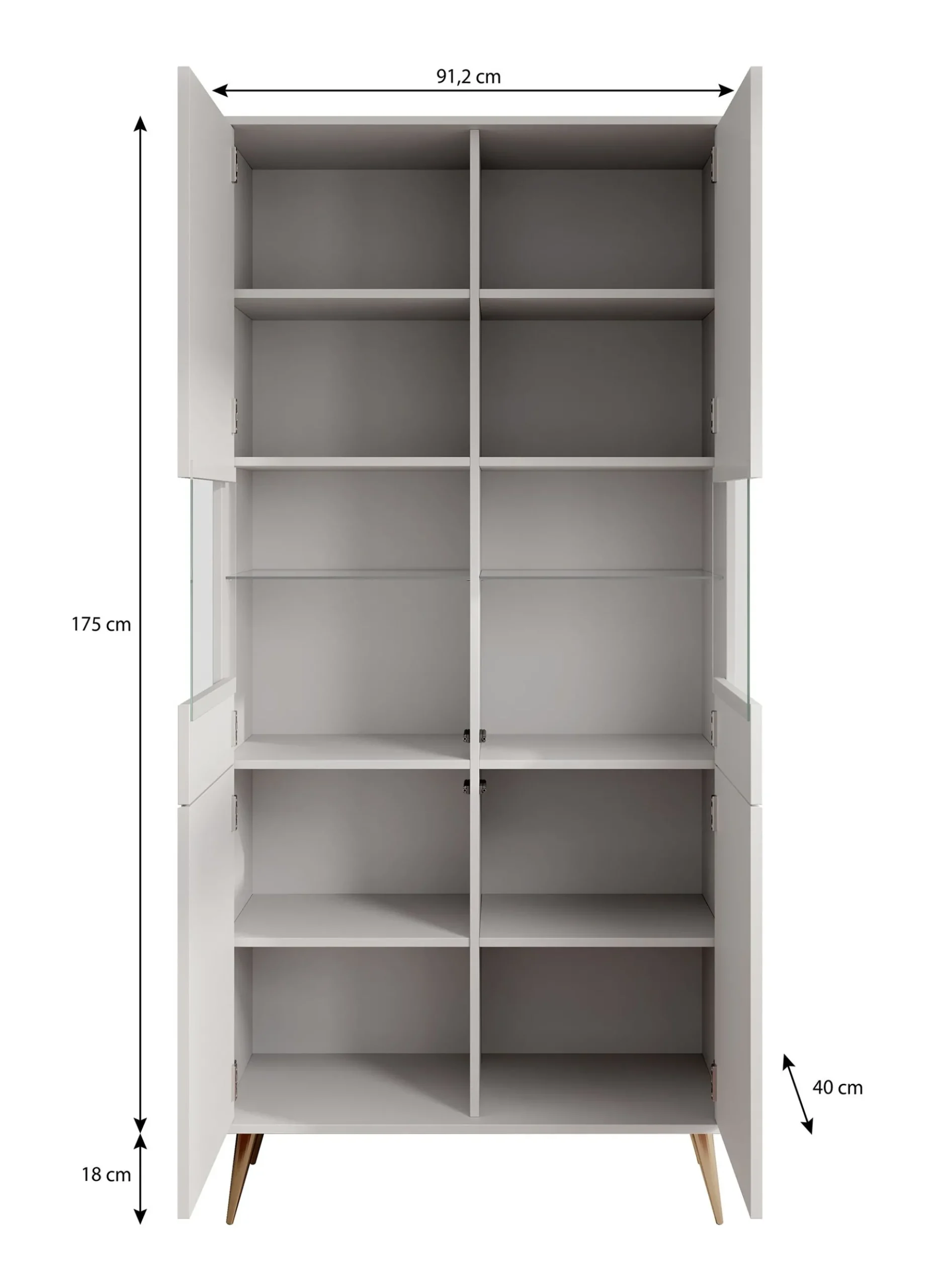 Winq - Vitrinekast - Antraciet - 91x40x193 cm