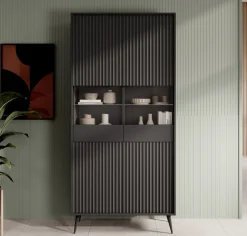 Winq - Vitrinekast - Antraciet - 91x40x193 cm