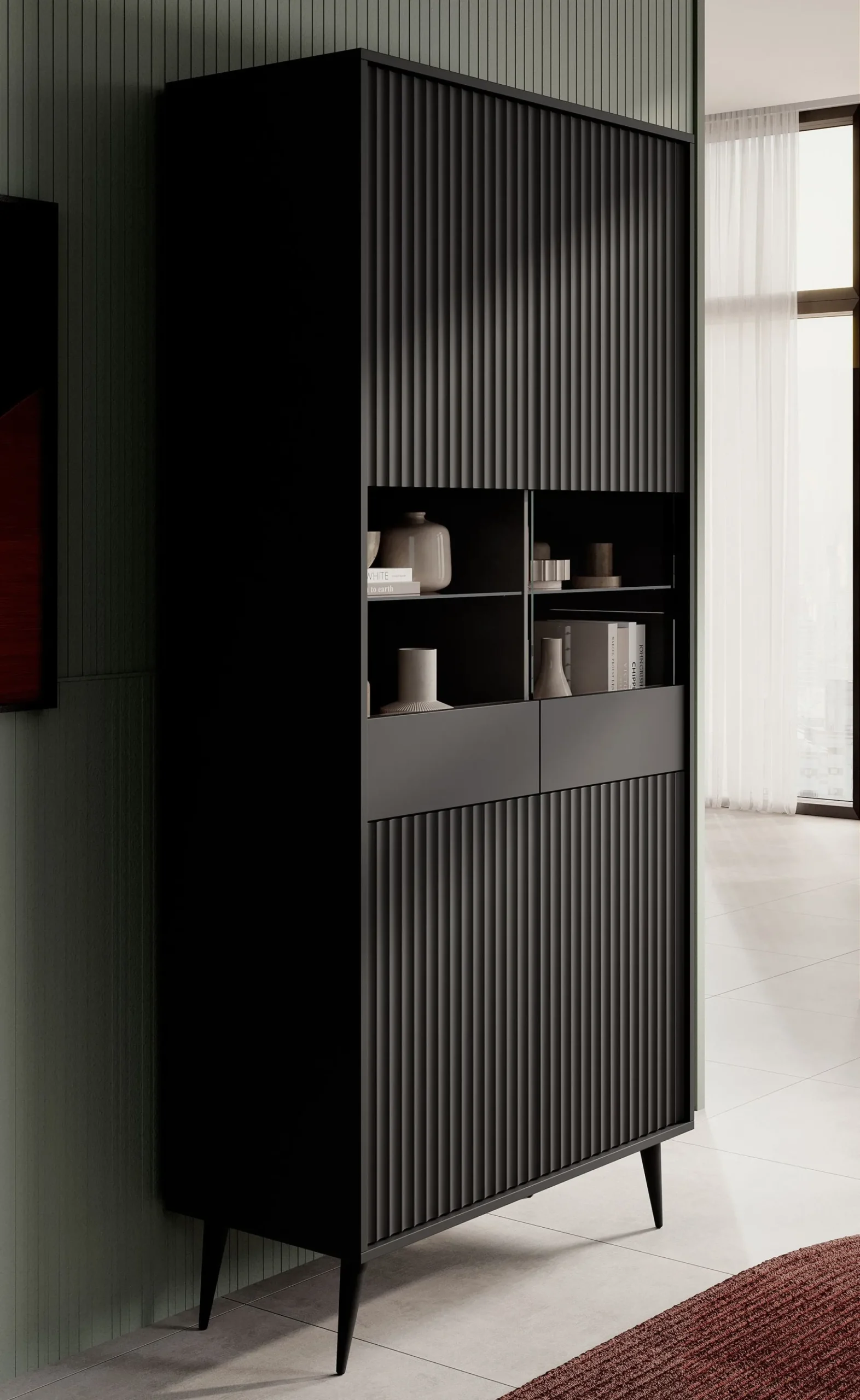 Winq - Vitrinekast - Antraciet - 91x40x193 cm