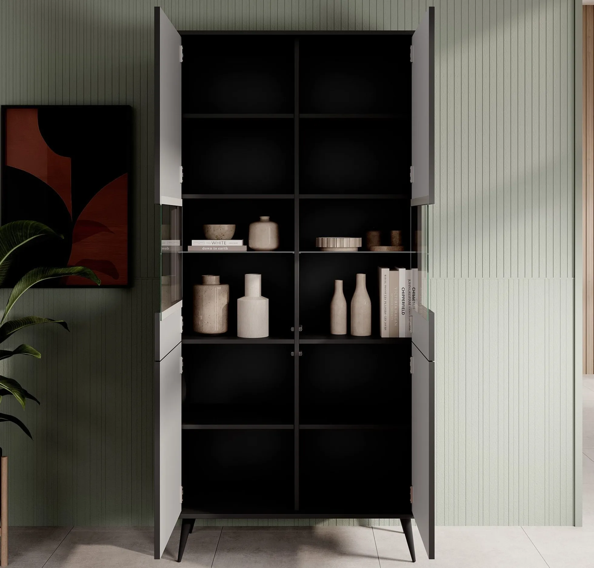 Winq - Vitrinekast - Antraciet - 91x40x193 cm