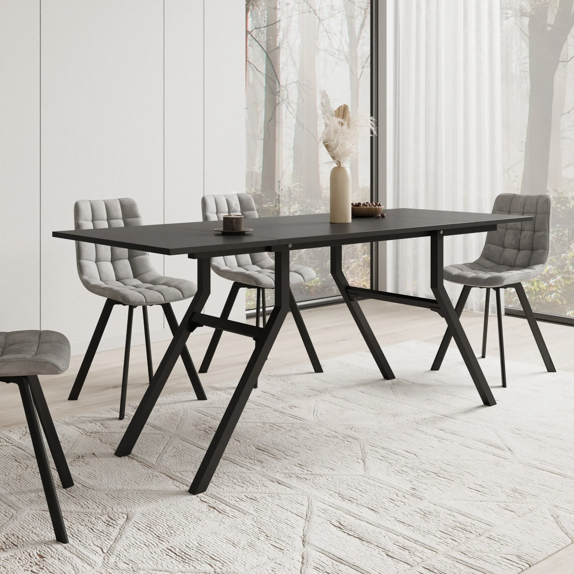 Xalir - Salontafel uitschuifbaar tot eettafel - Zwart - 100x70x40 cm