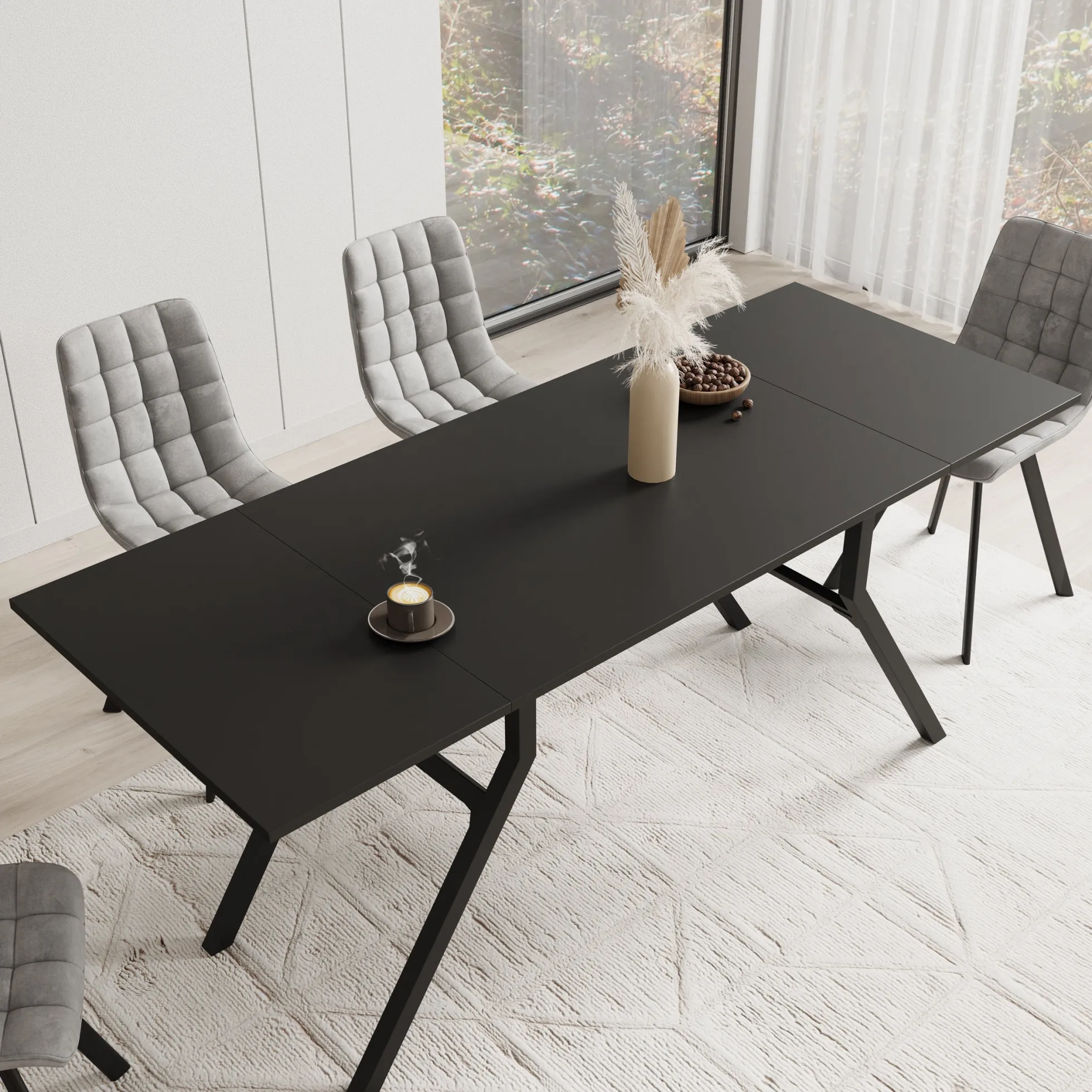 Xalir - Salontafel uitschuifbaar tot eettafel - Zwart - 100x70x40 cm