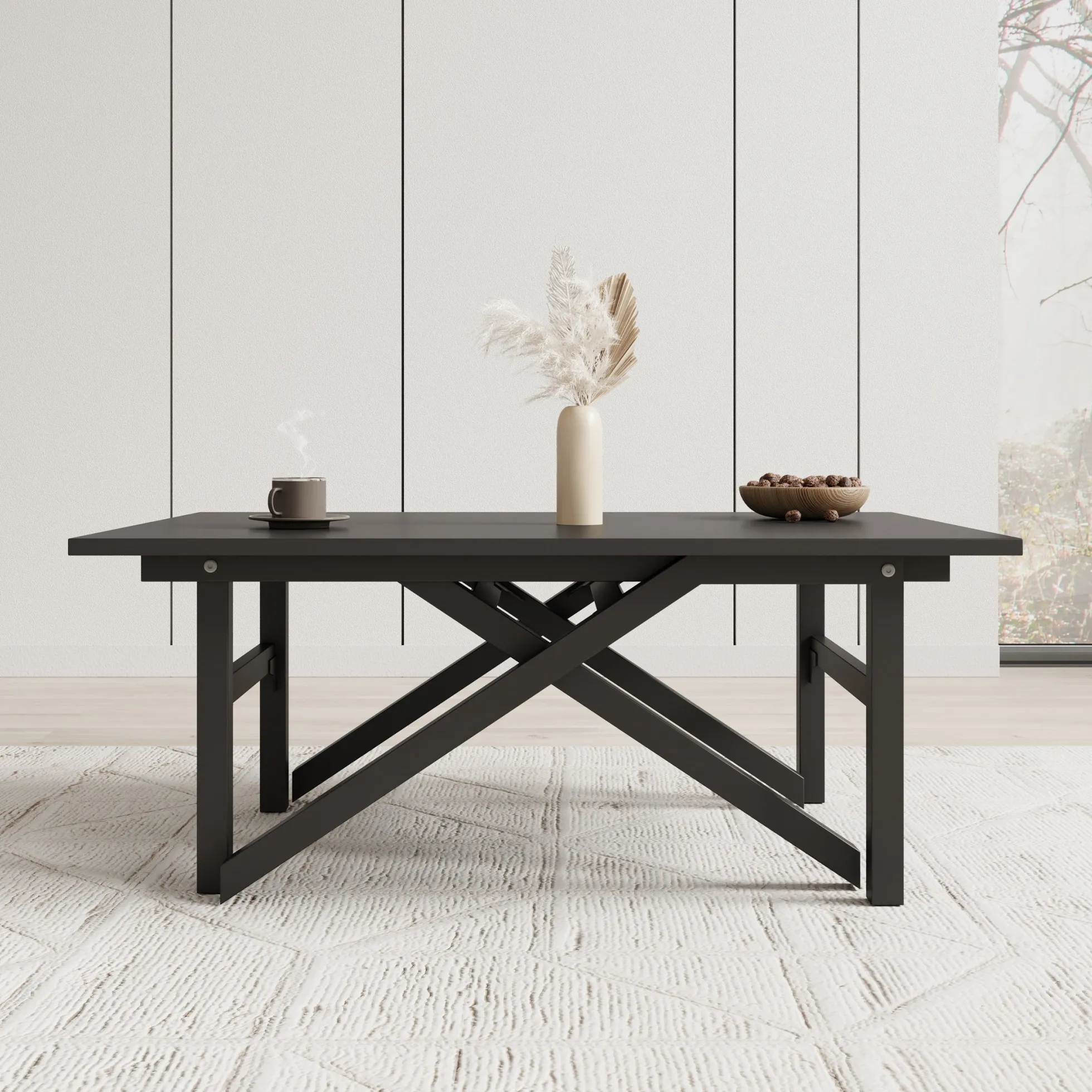Xalir - Salontafel uitschuifbaar tot eettafel - Zwart - 100x70x40 cm