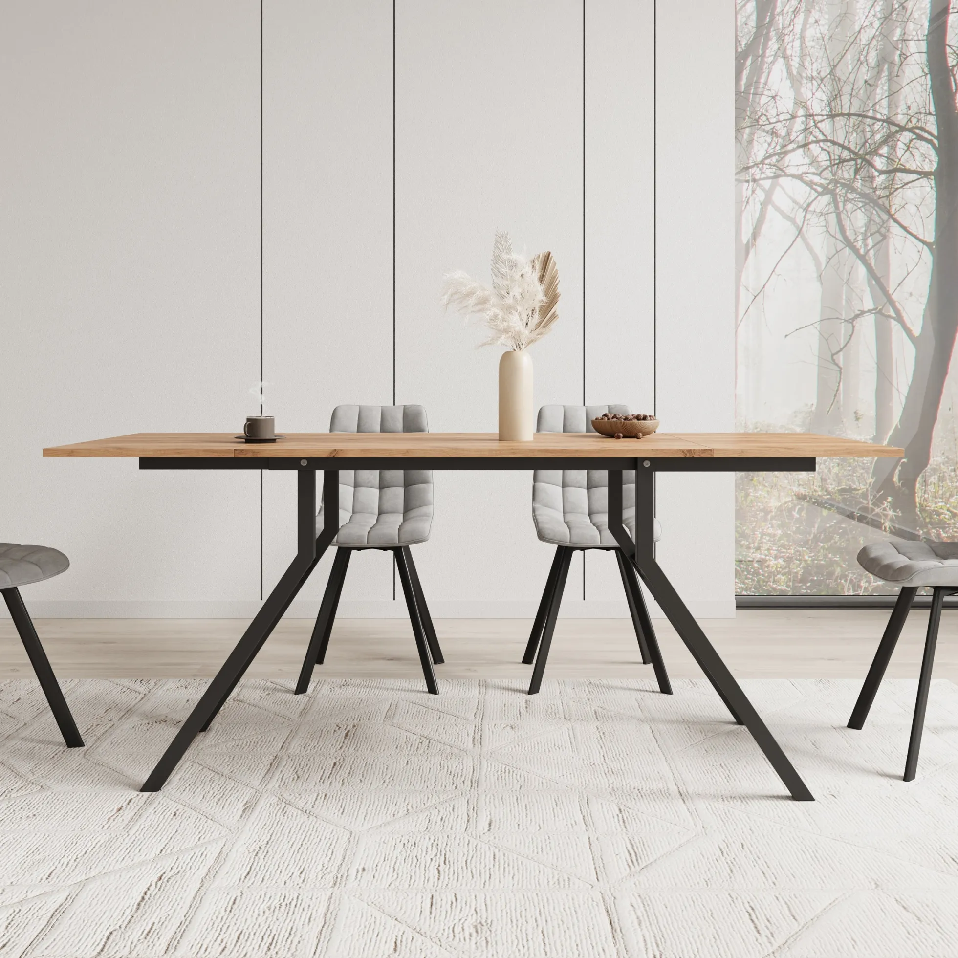 Xalir - Salontafel uitschuifbaar tot eettafel - Eikenpatroon - 100x70x