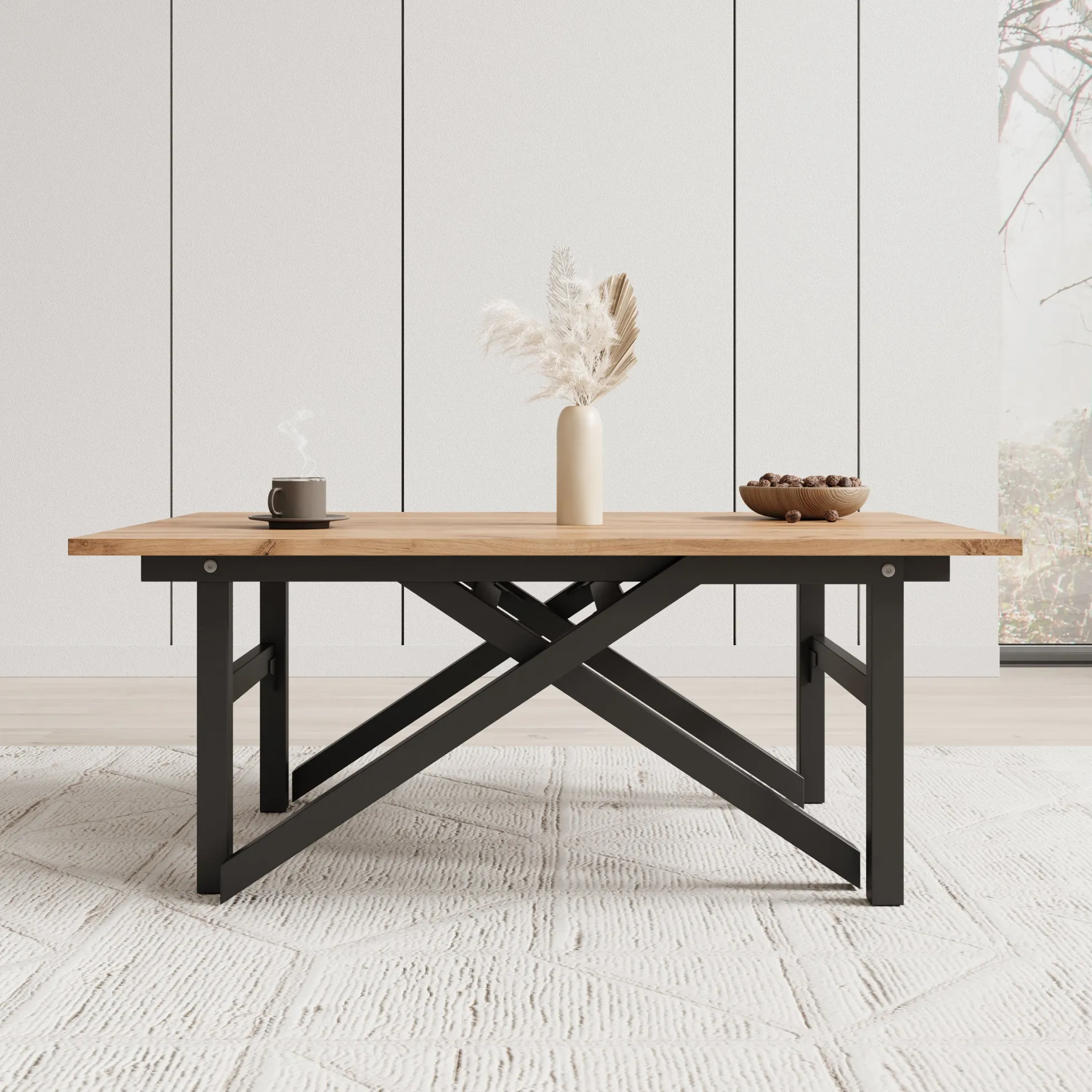 Xalir - Salontafel uitschuifbaar tot eettafel - Eikenpatroon - 100x70x