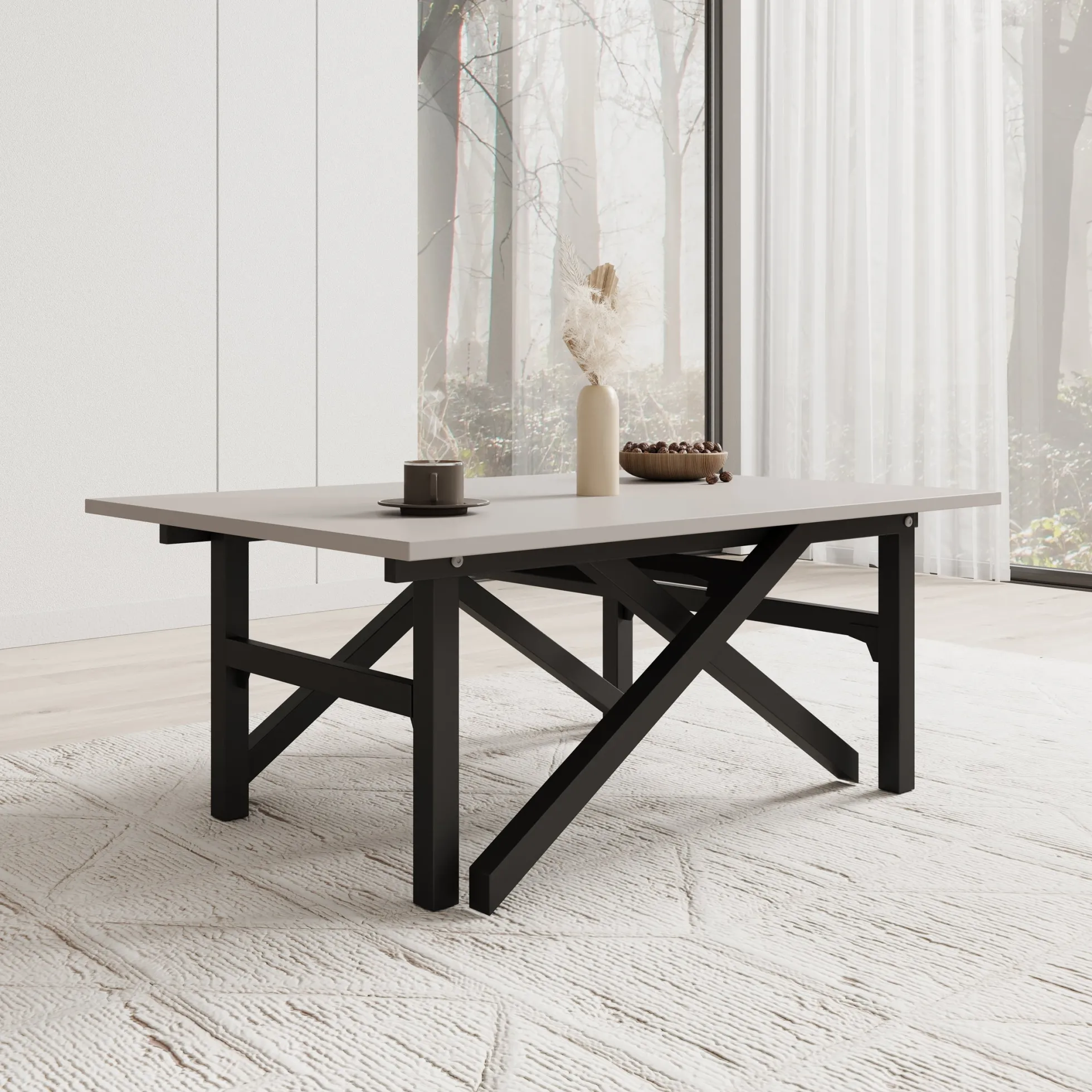 Xalir - Salontafel uitschuifbaar tot eettafel - Beige - 100x70x40 cm