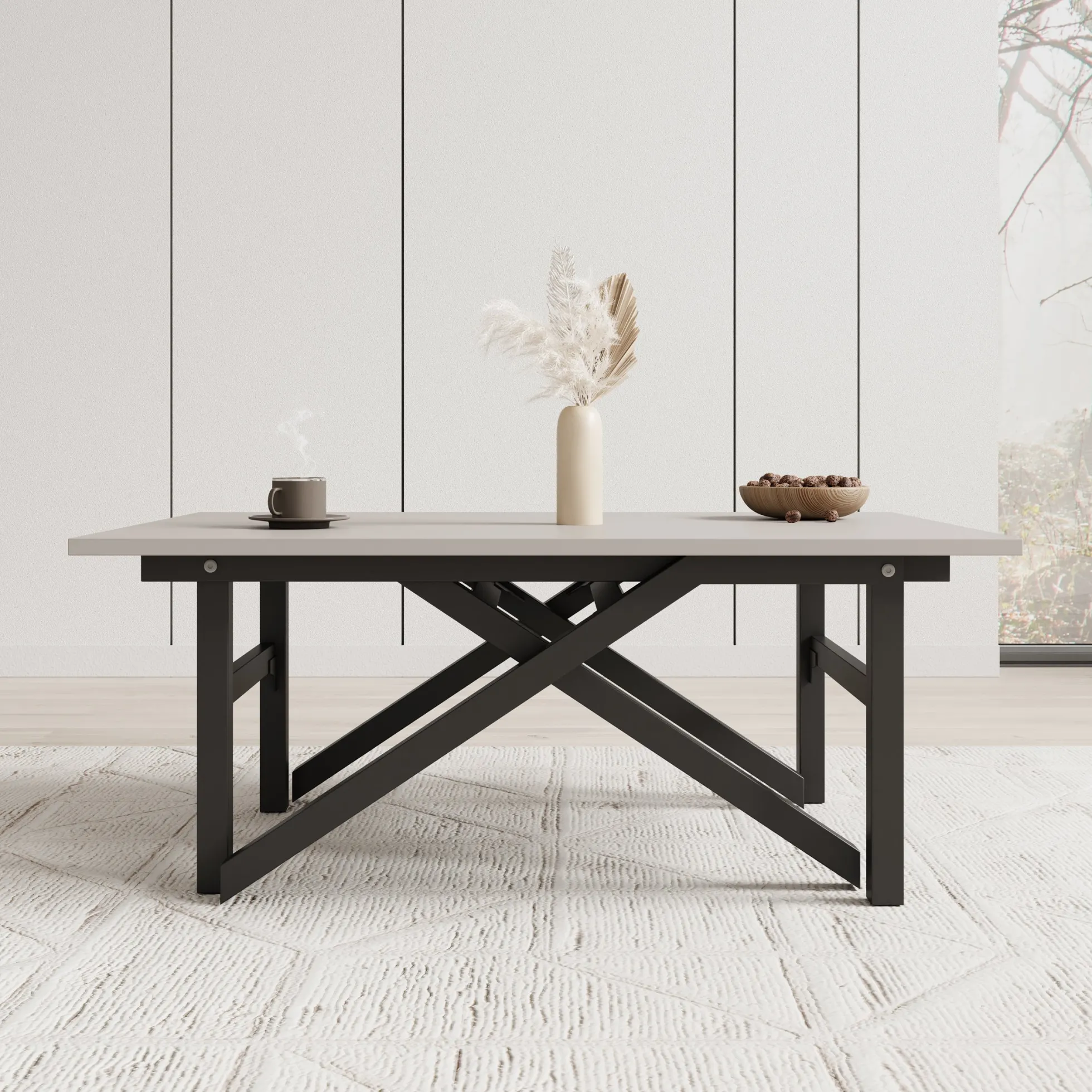 Xalir - Salontafel uitschuifbaar tot eettafel - Beige - 100x70x40 cm