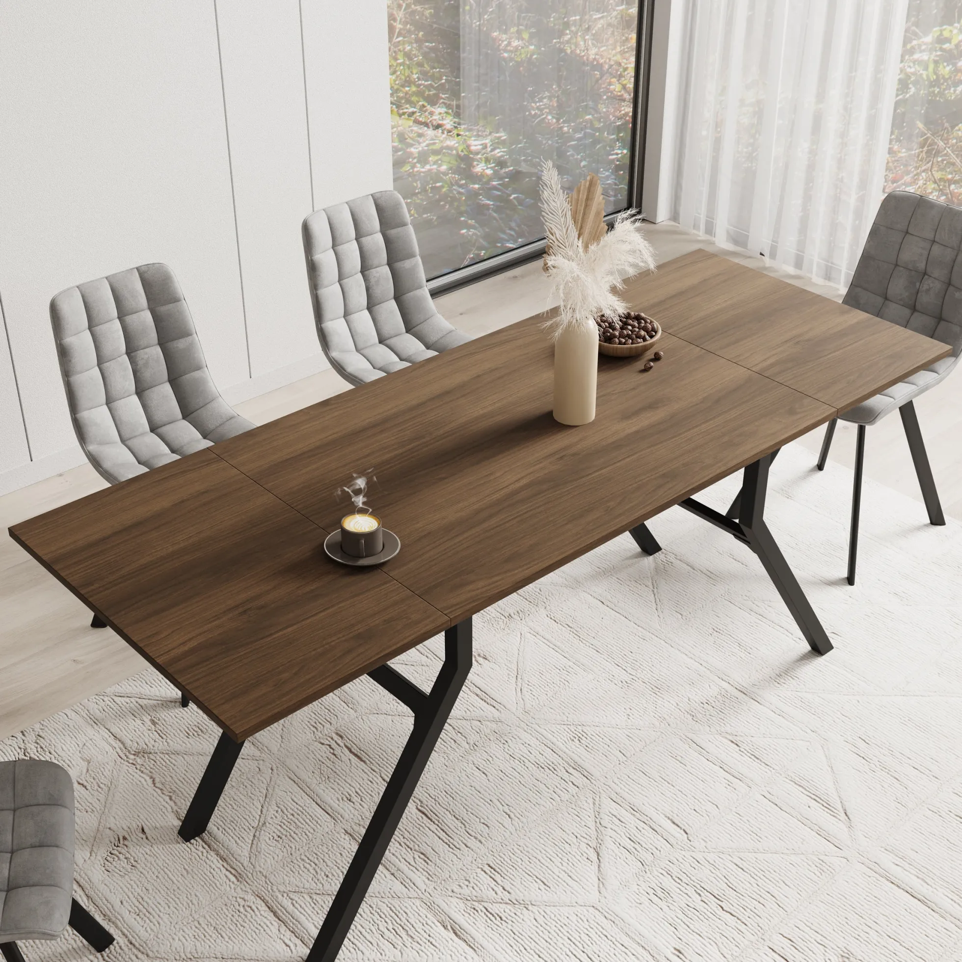 Xalir - Salontafel uitschuifbaar tot eettafel - Donker eiken - 100x70x