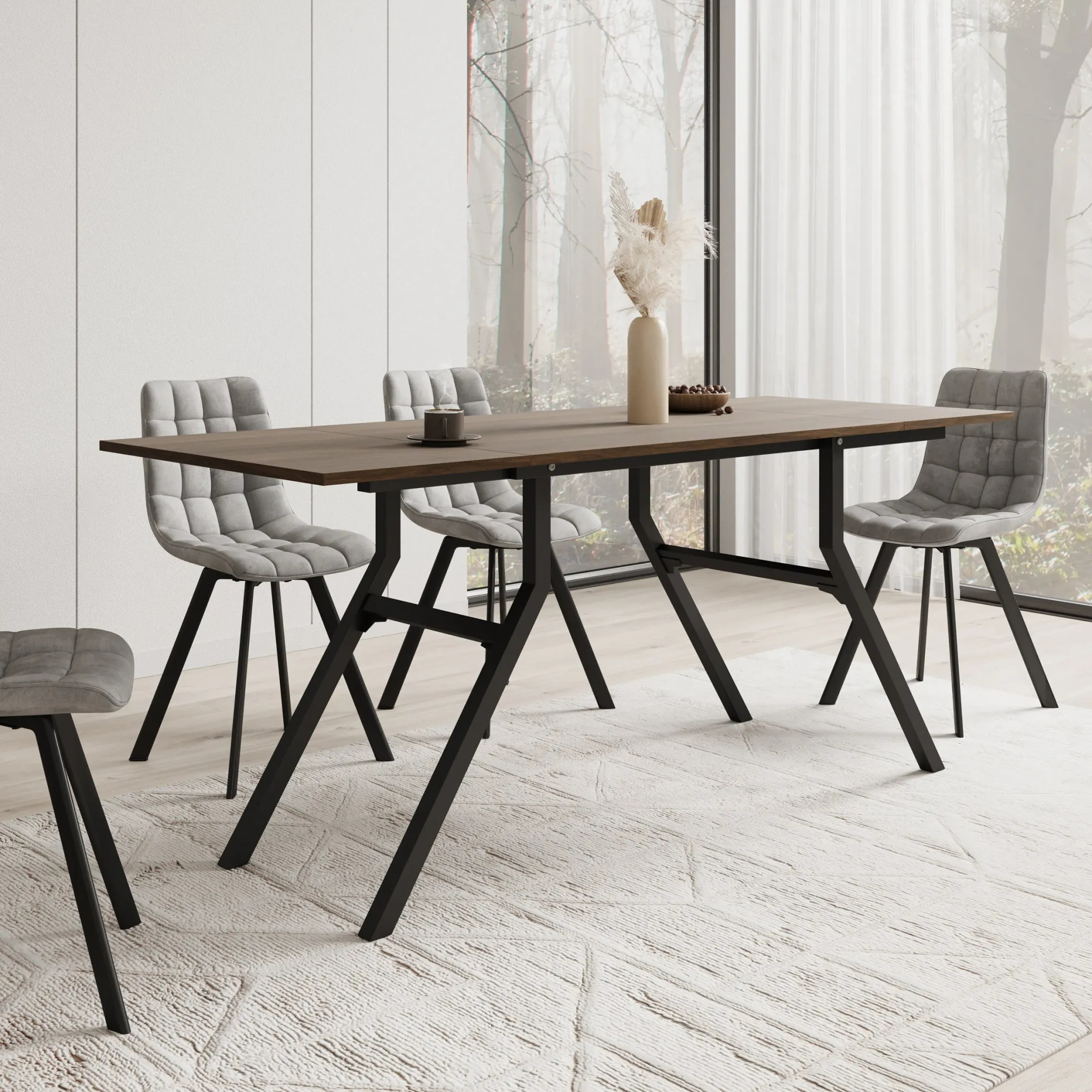 Xalir - Salontafel uitschuifbaar tot eettafel - Donker eiken - 100x70x