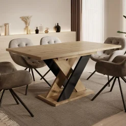 Xandra - Eetkamertafel - Eiken/zwart - 120x90x75 cm
