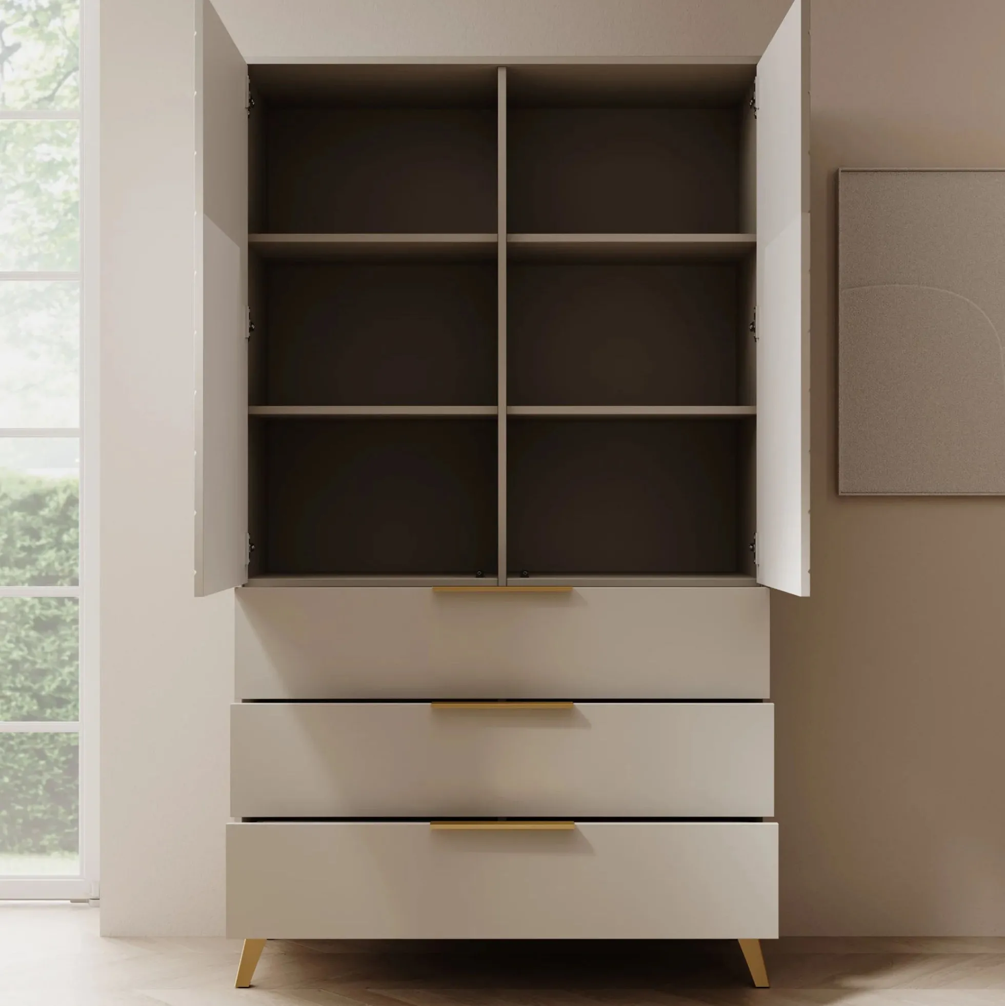Xiano - Kledingkast 2-deurs - Beige - 104x40x180 cm