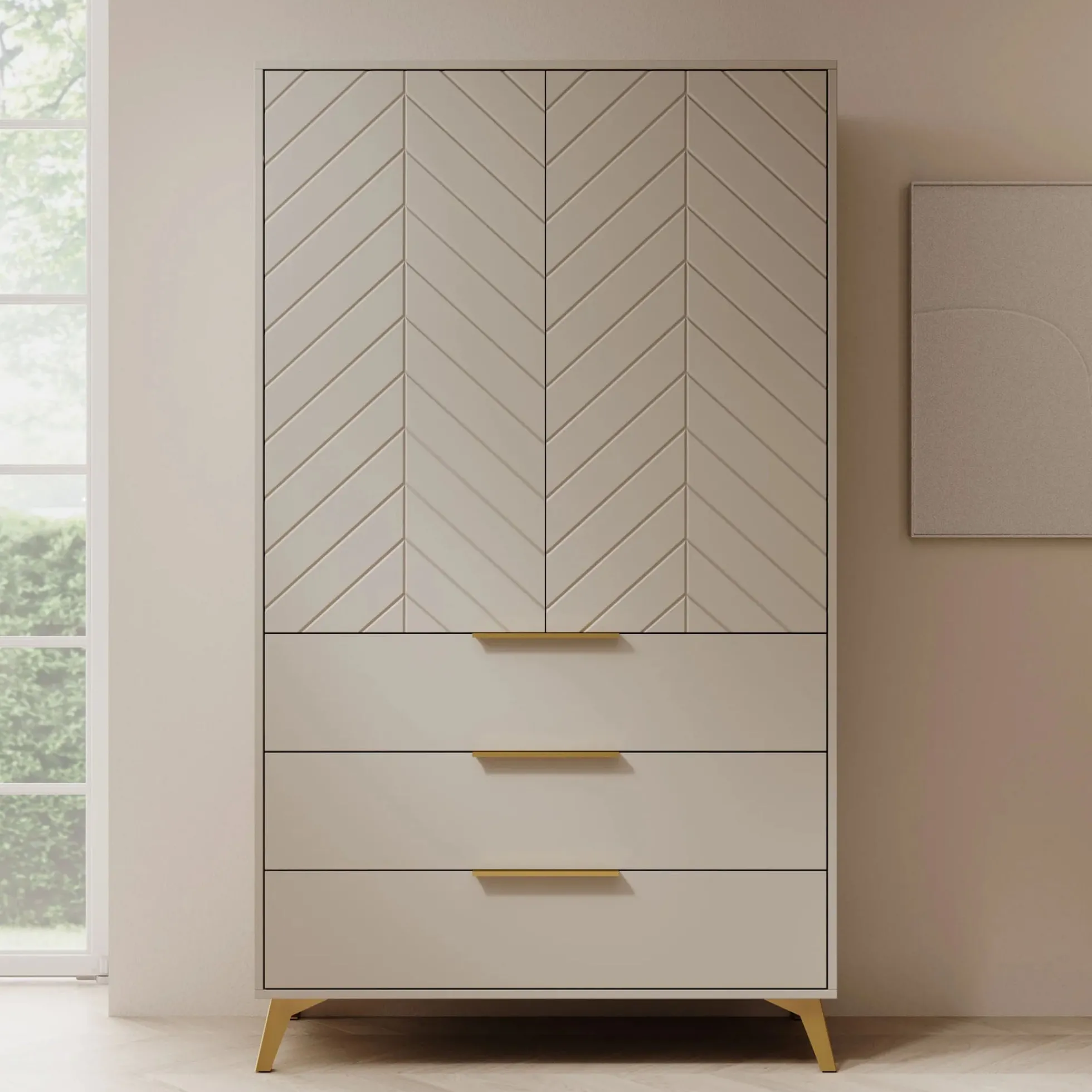 Xiano - Kledingkast 2-deurs - Beige - 104x40x180 cm