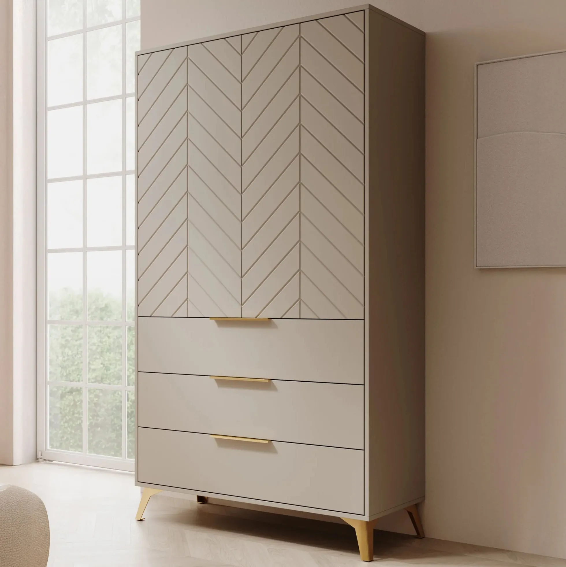 Xiano - Kledingkast 2-deurs - Beige - 104x40x180 cm