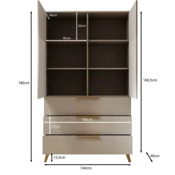 Xiano - Kledingkast 2-deurs - Beige - 104x40x180 cm