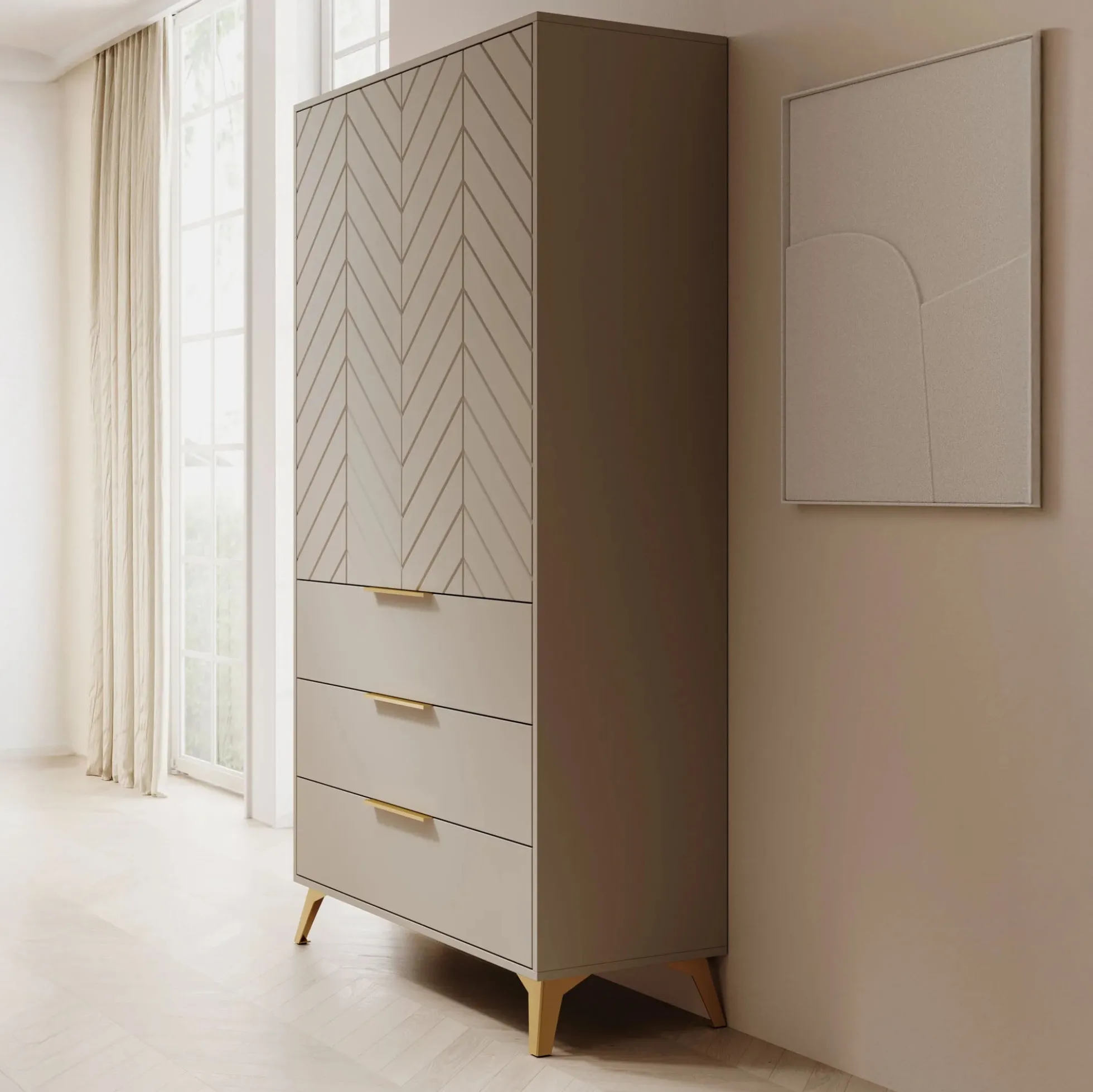 Xiano - Kledingkast 2-deurs - Beige - 104x40x180 cm
