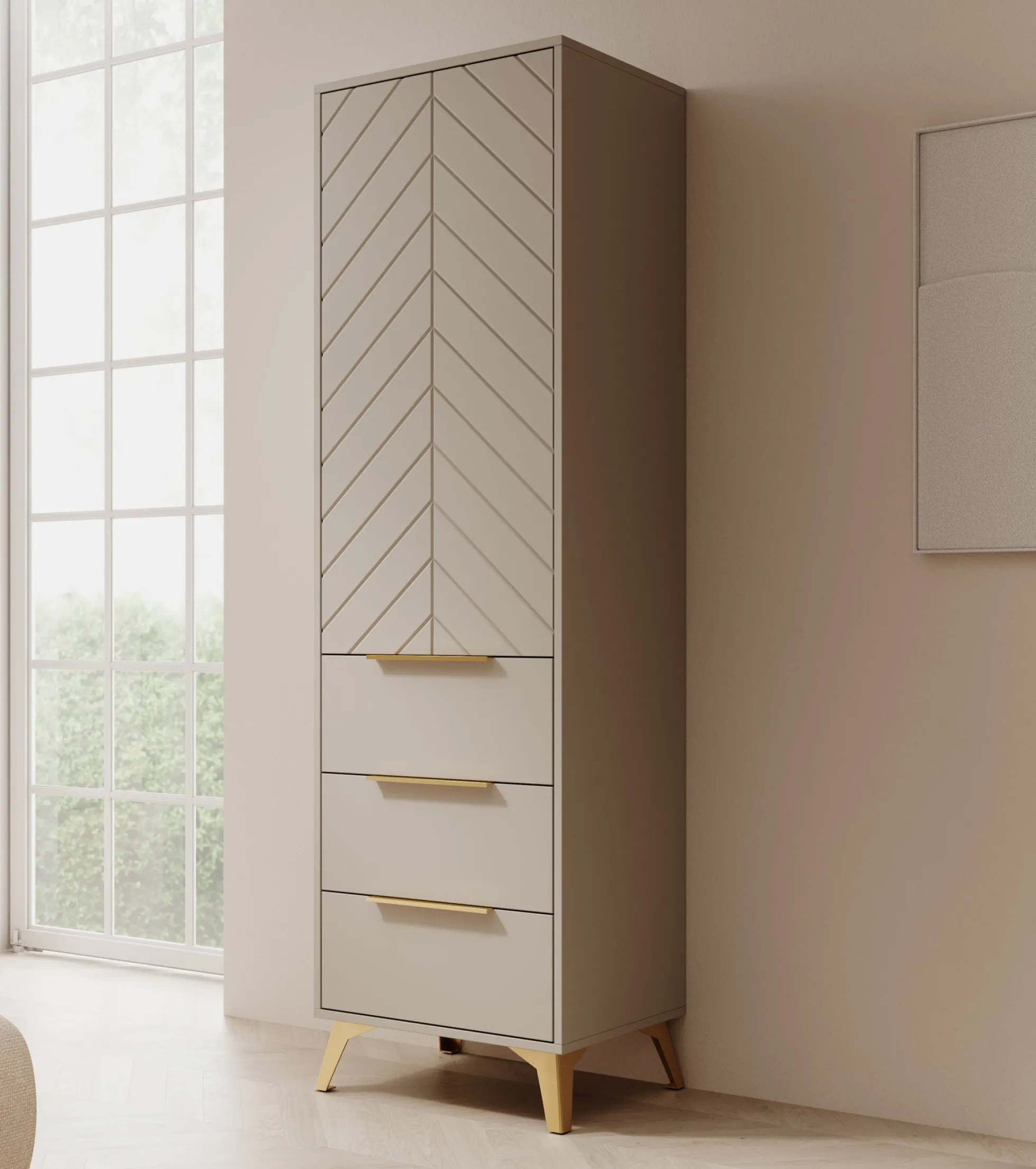 Xiano - Kledingkast met deur - Beige - 54x40x180 cm