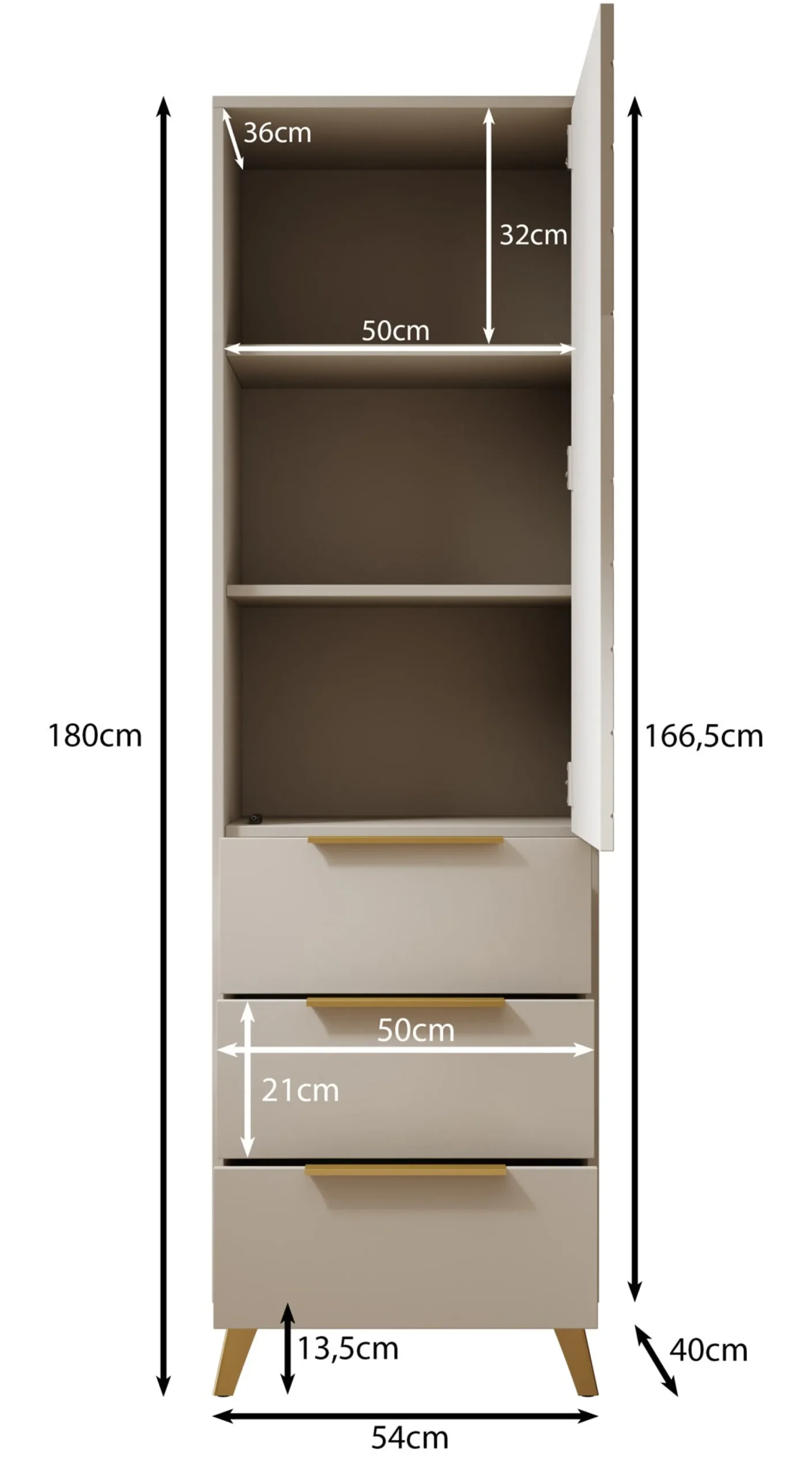 Xiano - Kledingkast met deur - Beige - 54x40x180 cm