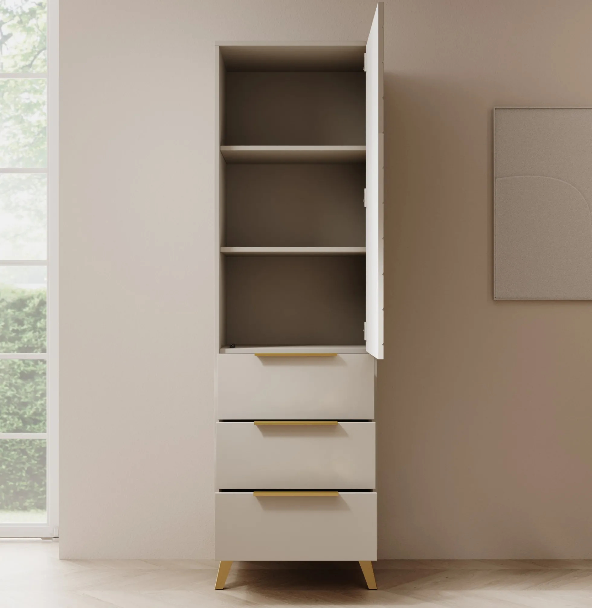 Xiano - Kledingkast met deur - Beige - 54x40x180 cm