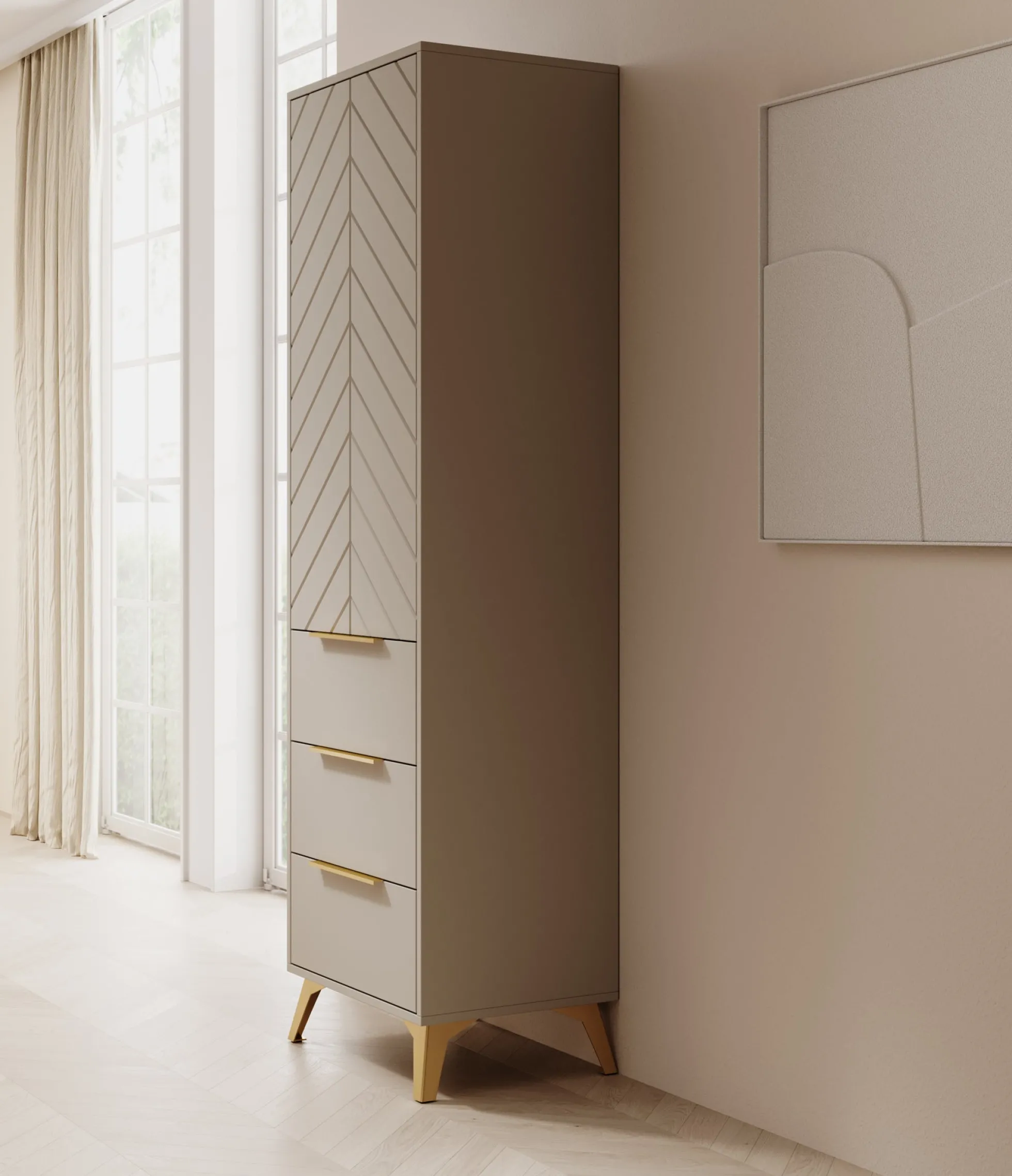 Xiano - Kledingkast met deur - Beige - 54x40x180 cm
