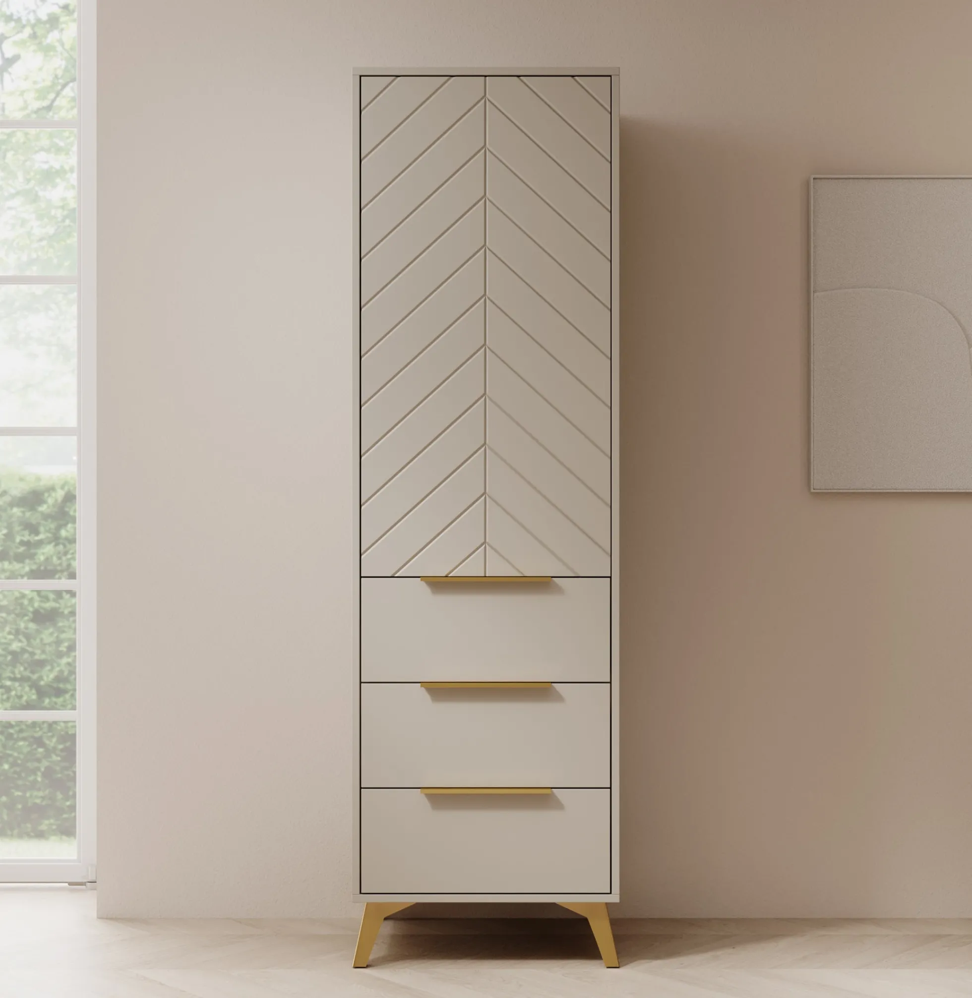 Xiano - Kledingkast met deur - Beige - 54x40x180 cm