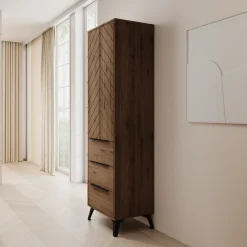 Xiano - Kledingkast met lades - Donker eikenpatroon - 54x40x180 cm
