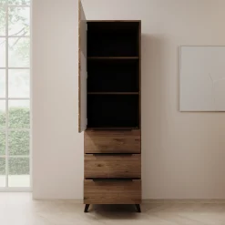 Xiano - Kledingkast met lades - Donker eikenpatroon - 54x40x180 cm