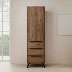Xiano - Kledingkast met lades - Donker eikenpatroon - 54x40x180 cm