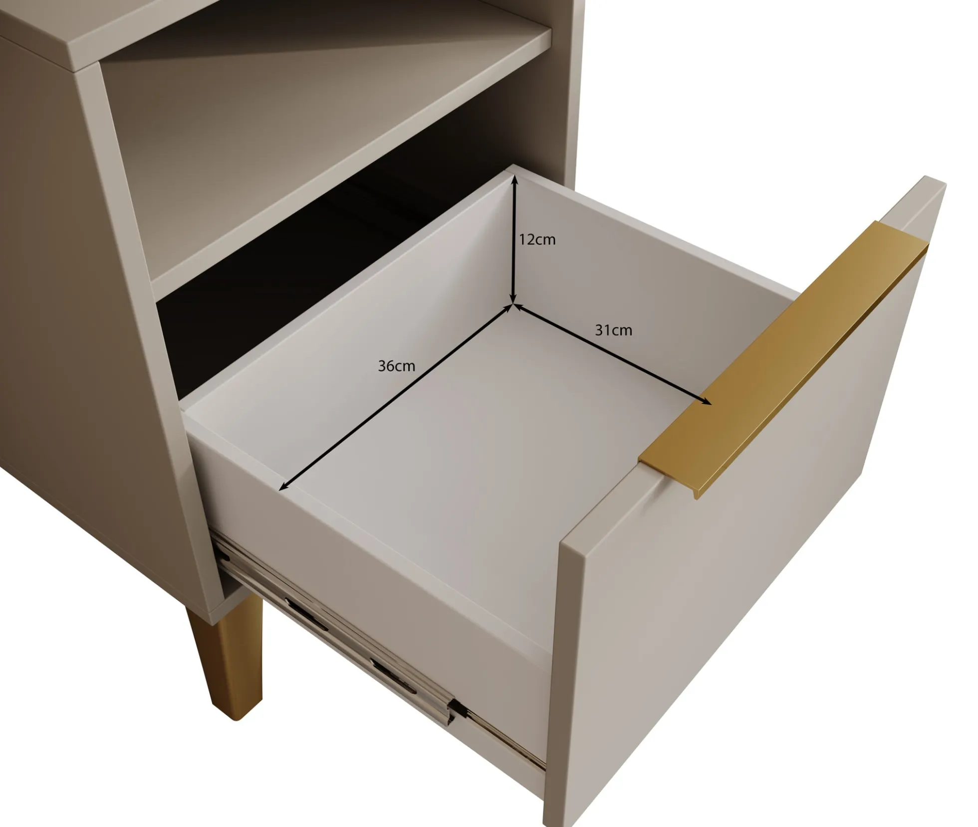 Xiano - Nachtkastje - Beige - 44x40x60 cm