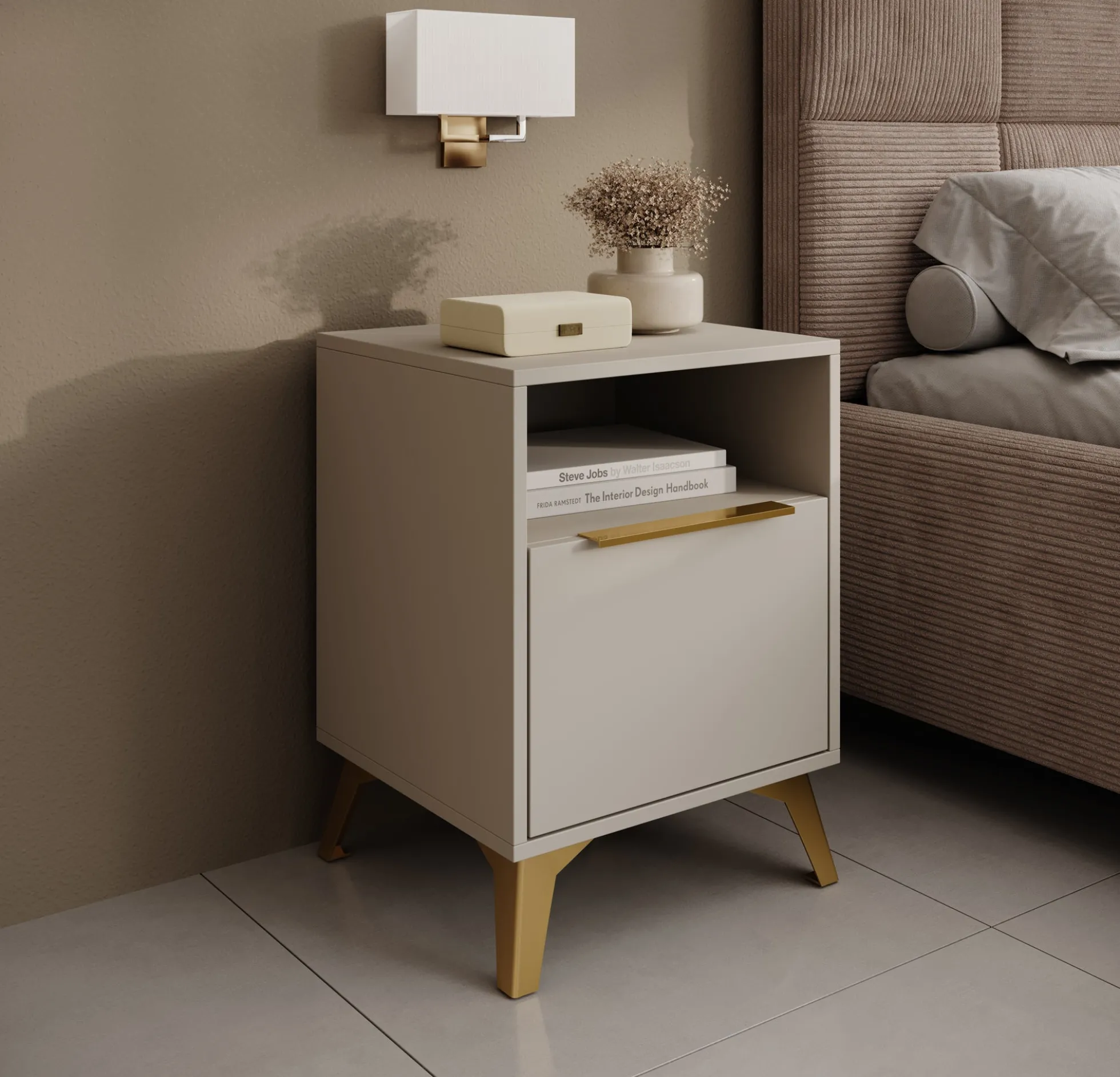 Xiano - Nachtkastje - Beige - 44x40x60 cm