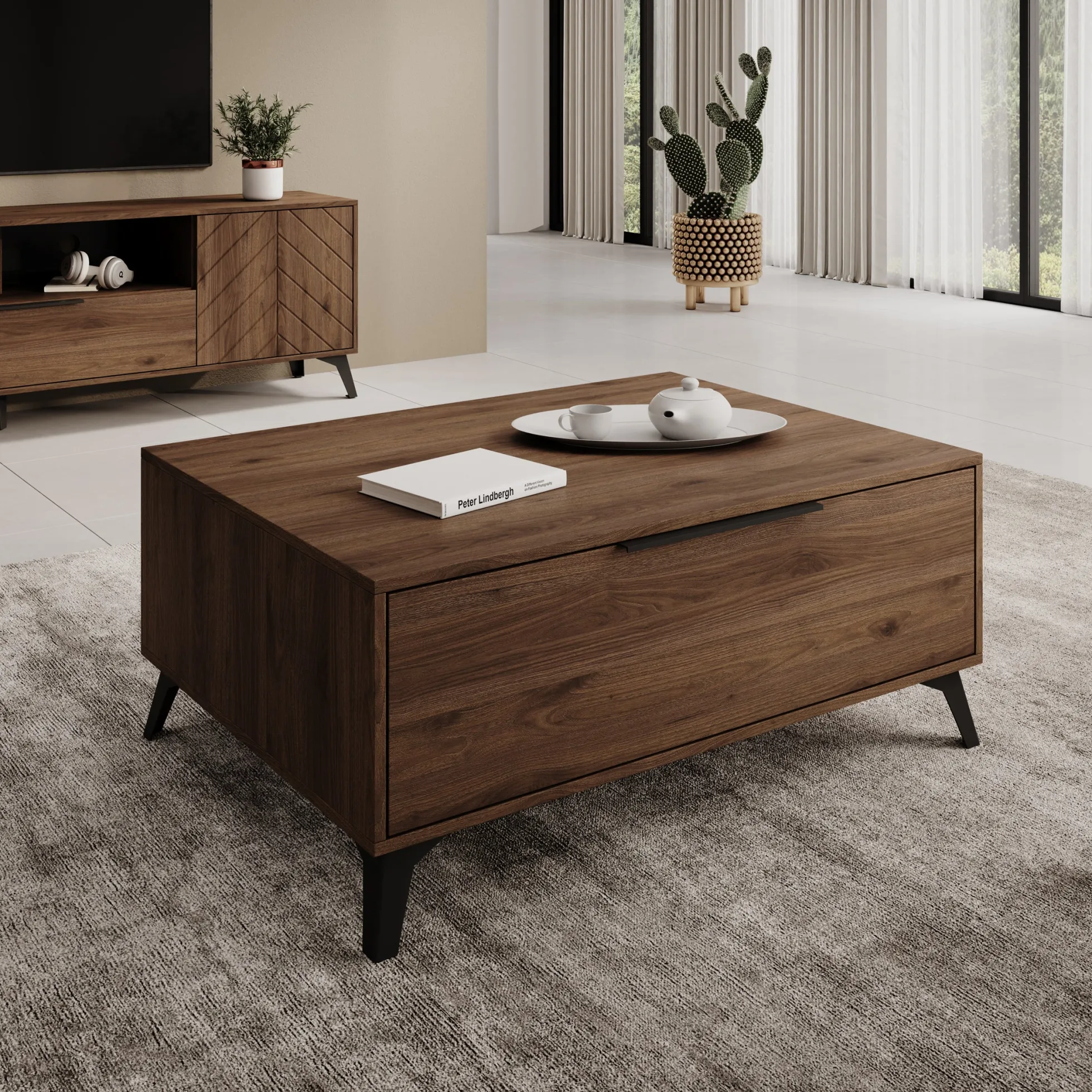 Xiano - Salontafel - Donker eikenpatroon - 104x75x45 cm