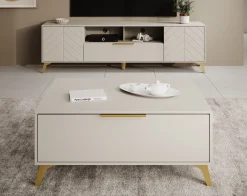 Xiano - Salontafel met lade - Beige - 104x75x45 cm