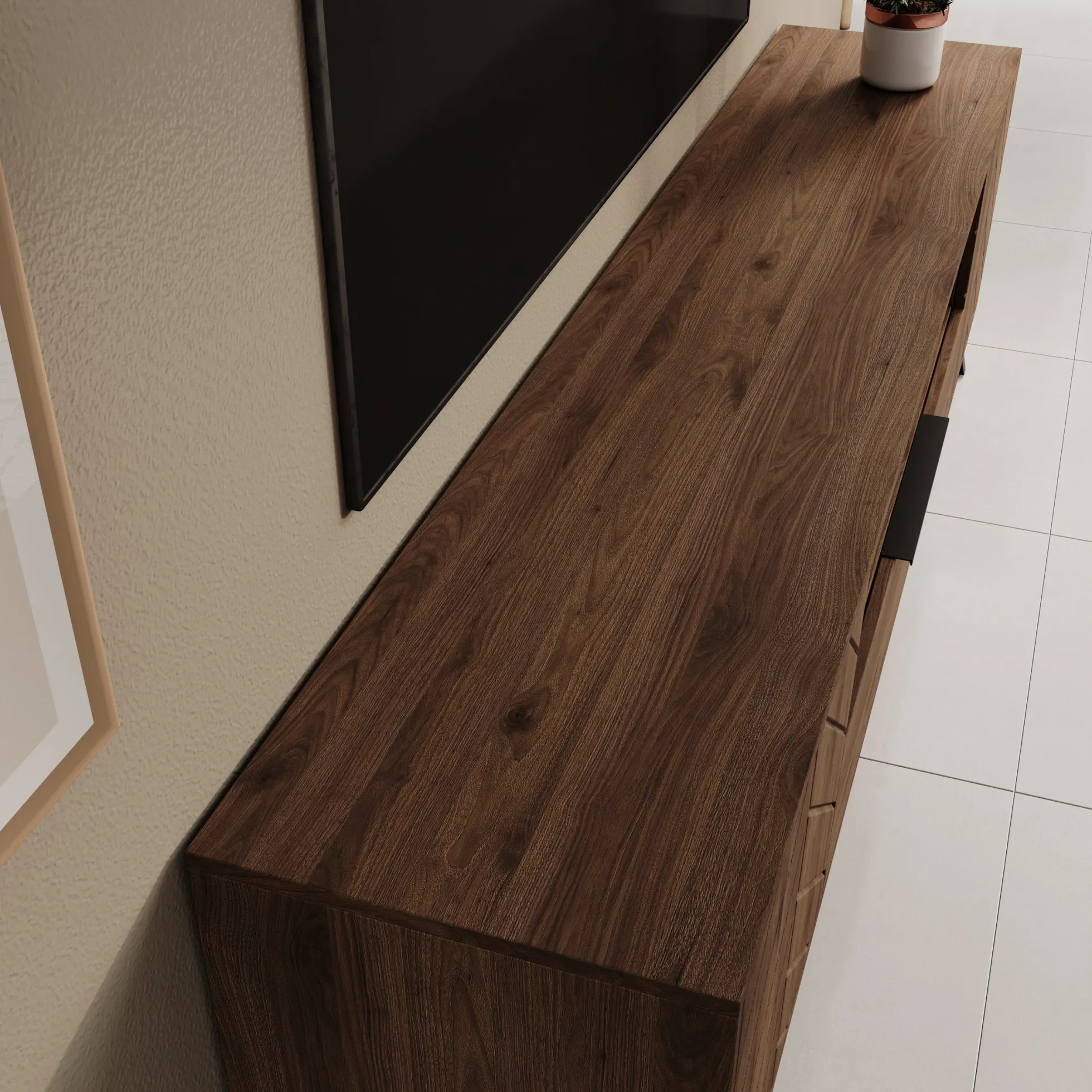 Xiano - TV-Meubel - Donker eikenpatroon - 204x40x60 cm