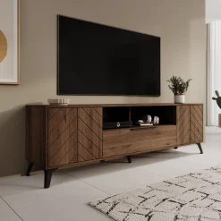 Xiano - TV-Meubel - Donker eikenpatroon - 204x40x60 cm