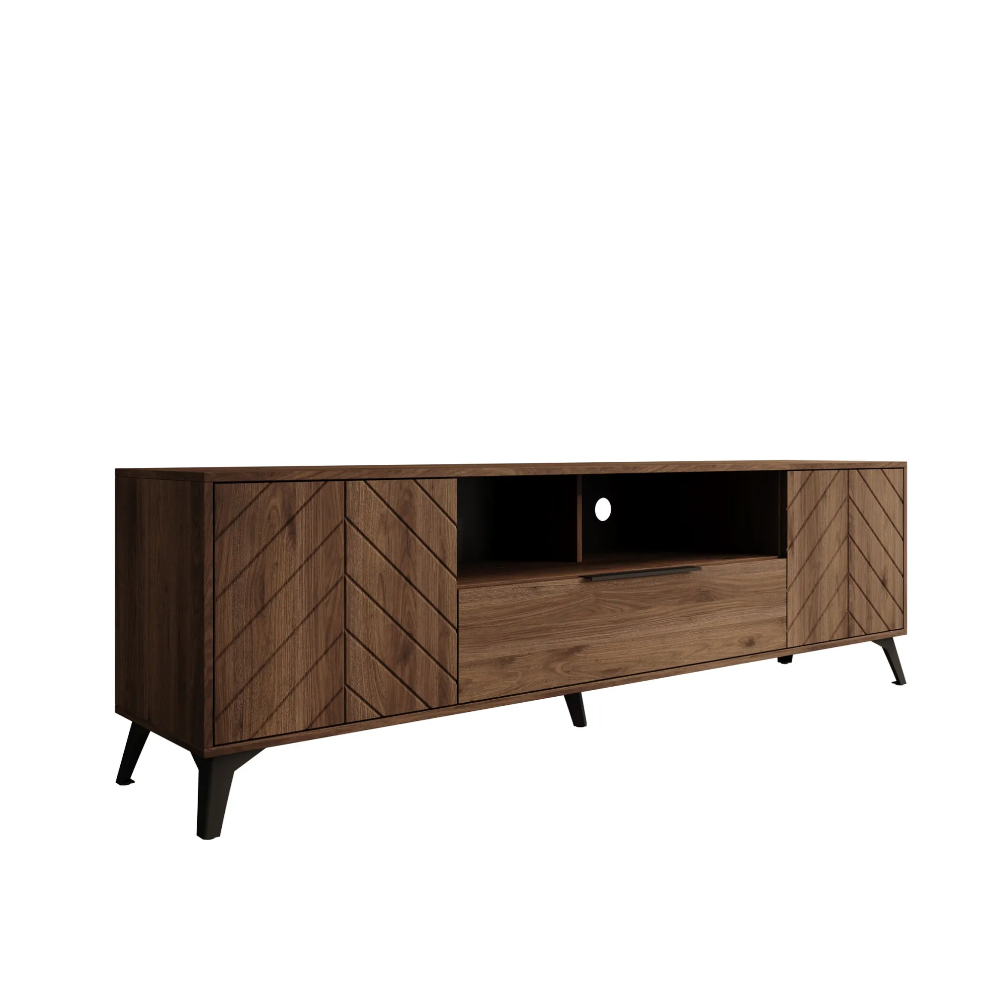 Xiano - TV-Meubel - Donker eikenpatroon - 204x40x60 cm