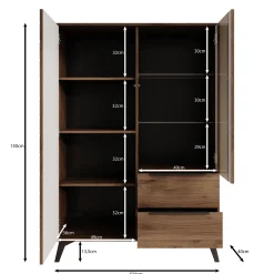 Xiano - Vitrinekast - Donker eikenpatroon - 104x40x150 cm