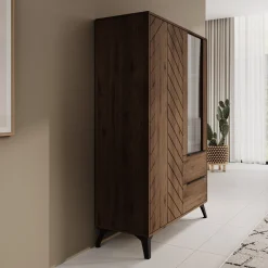 Xiano - Vitrinekast - Donker eikenpatroon - 104x40x150 cm
