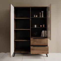 Xiano - Vitrinekast - Donker eikenpatroon - 104x40x150 cm