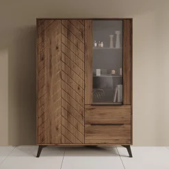 Xiano - Vitrinekast - Donker eikenpatroon - 104x40x150 cm