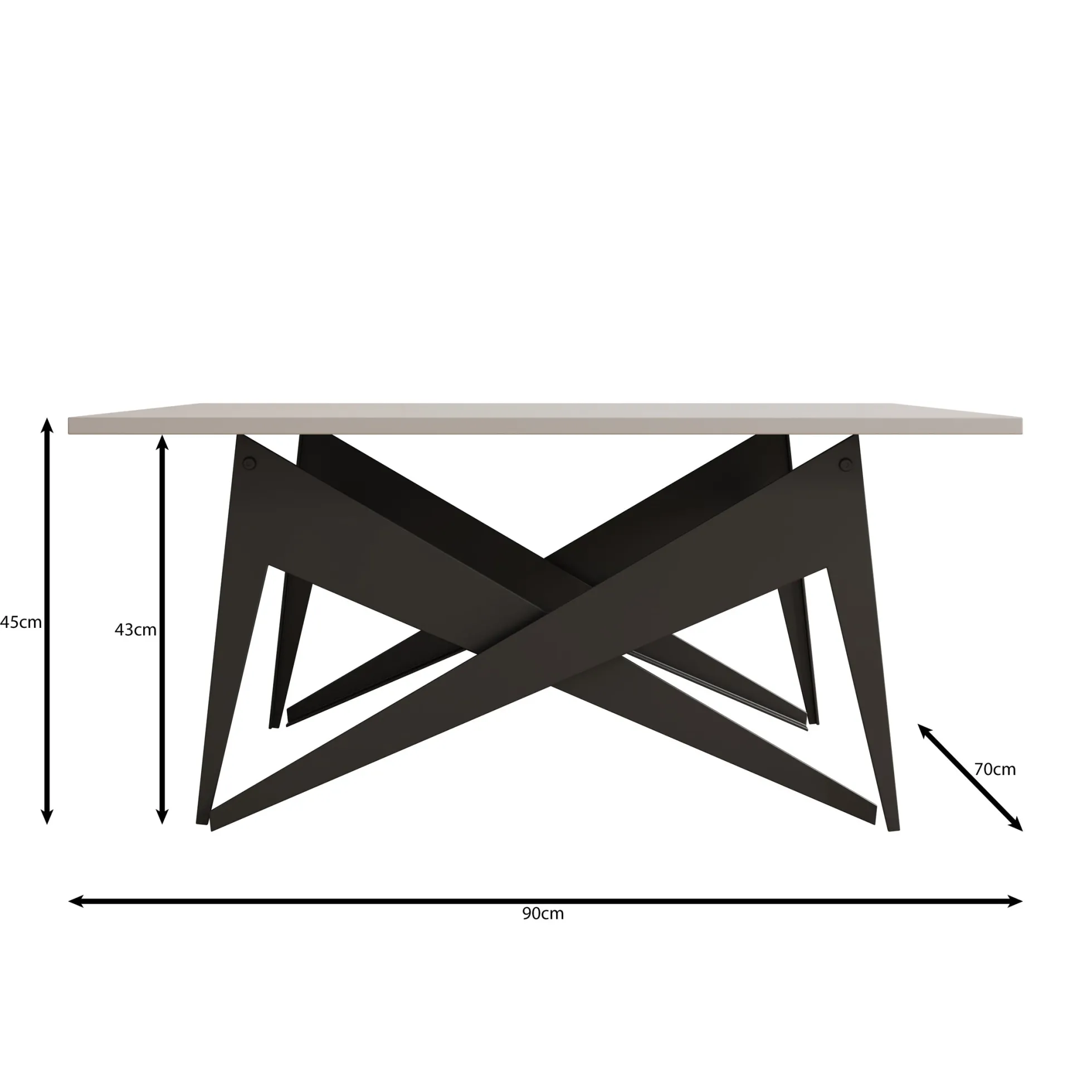 Xyra - Salontafel uitschuifbaar tot eettafel - Beige - 90x70x45 cm