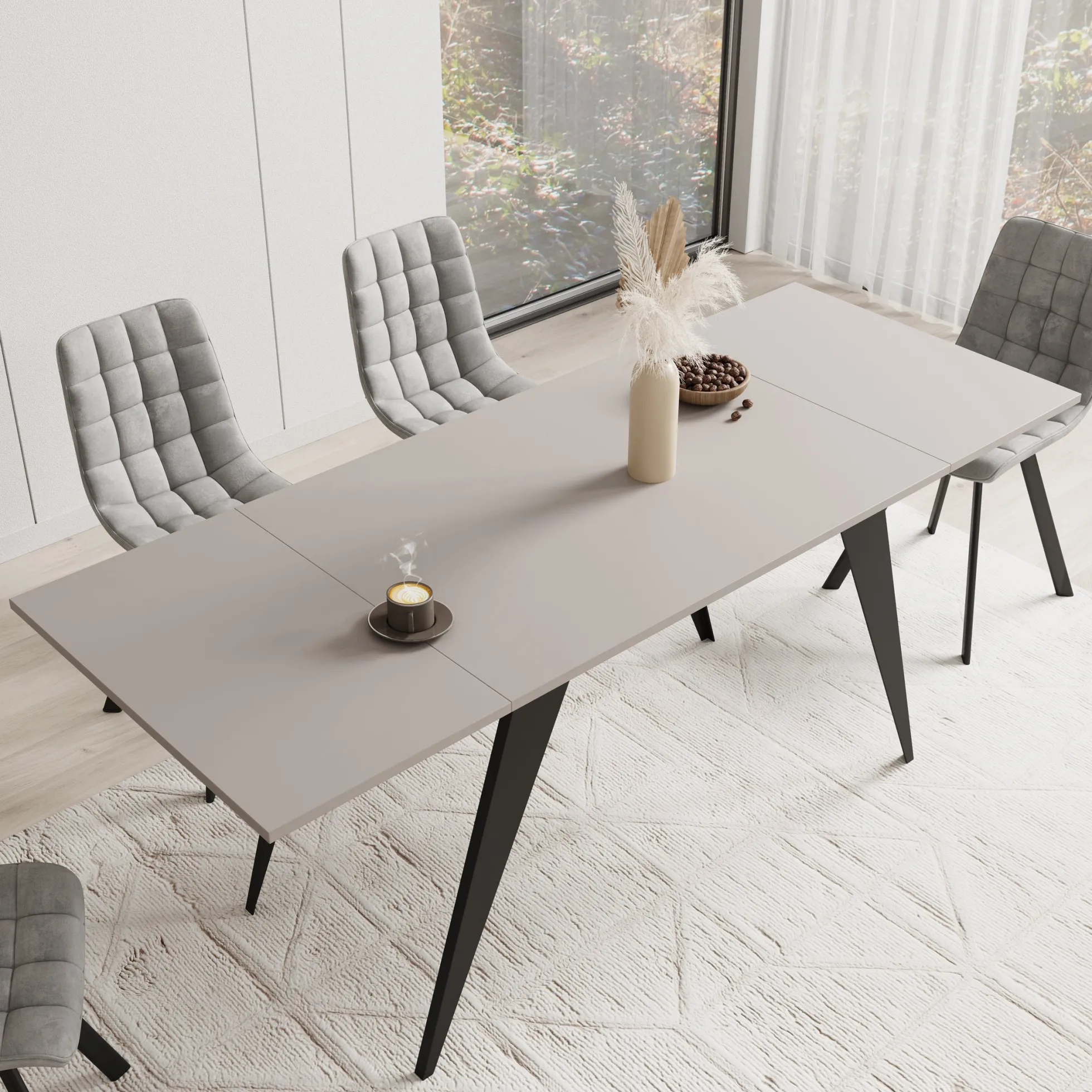 Xyra - Salontafel uitschuifbaar tot eettafel - Beige - 90x70x45 cm