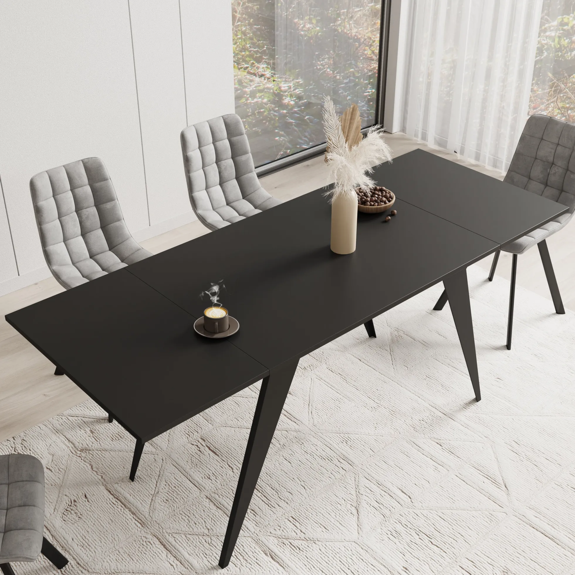 Xyra - Salontafel uitschuifbaar tot eettafel - Zwart - 90x70x45 cm