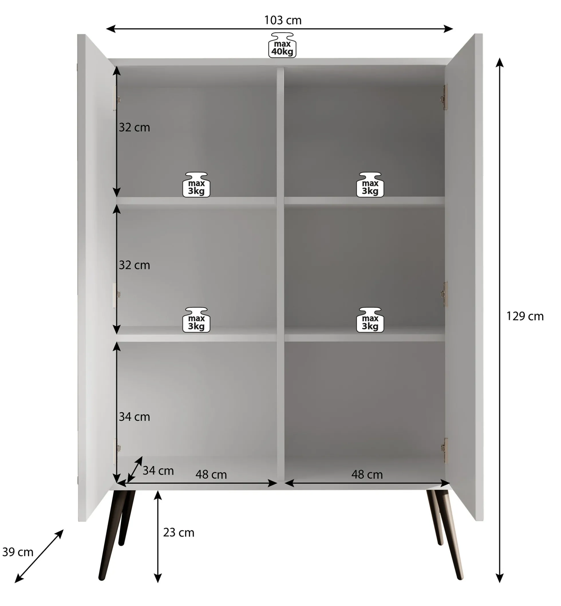 Zakari - Dressoir - Beige - 103x39x129 cm