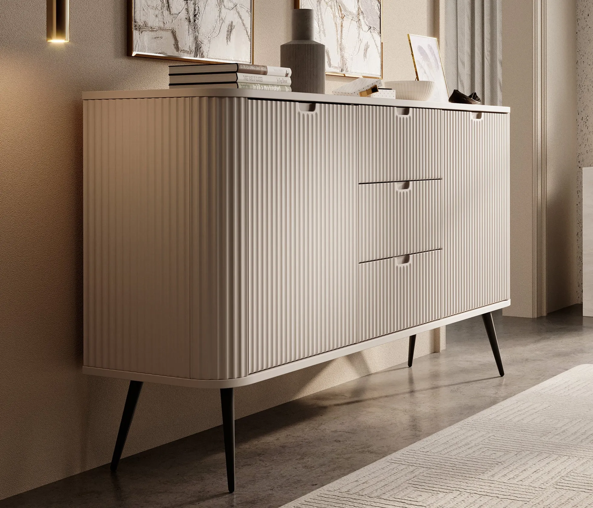 Zakari - Dressoir - Beige - 168x39x87 cm