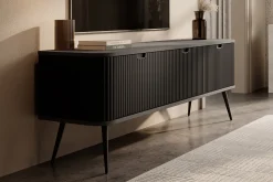 Zakari - TV-Meubel met 3 deuren - Zwart - 168 cm
