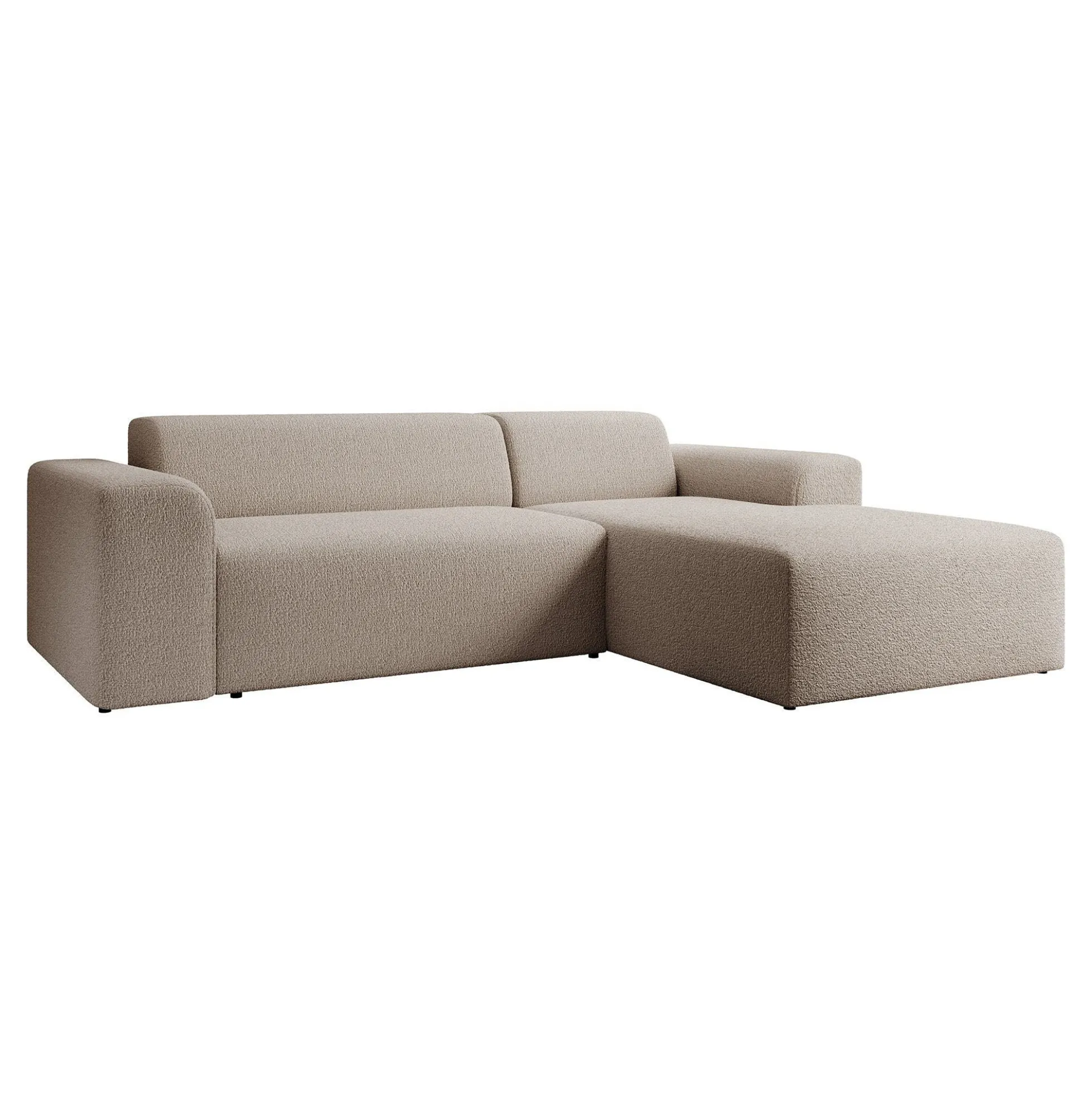 Zamzi - Hoekbank 3-zits met chaise longue - Teddystof beige - Rechts