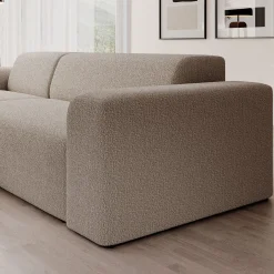 Zamzi - Hoekbank 3-zits met chaise longue - Teddystof beige - Links