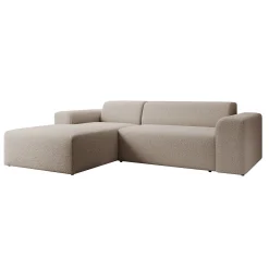 Zamzi - Hoekbank 3-zits met chaise longue - Teddystof beige - Links