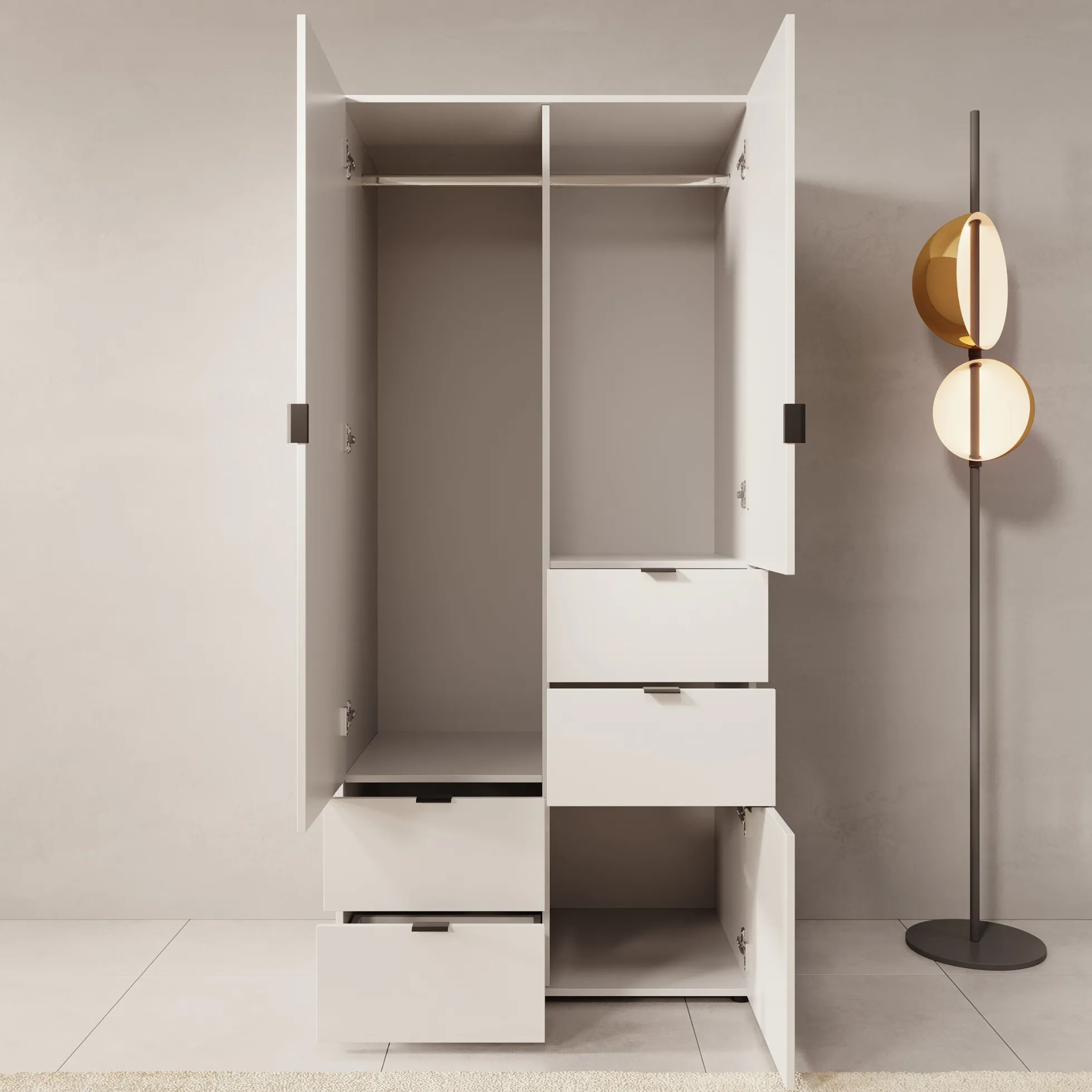 Zayden - Kledingkast 2-deurs - Wit - 90x55x190 cm